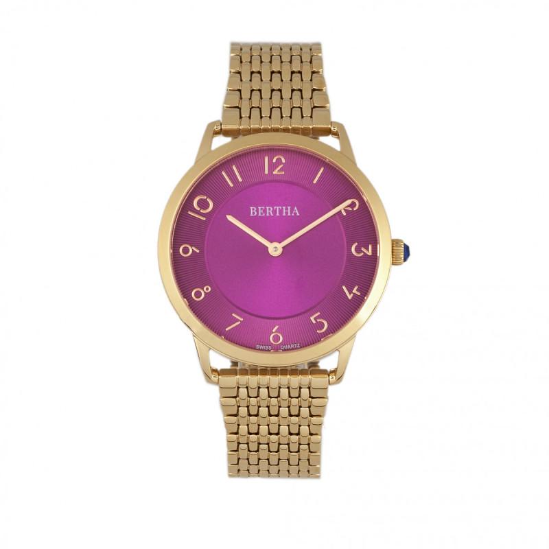 Reloj Bertha Abby Swiss Para Mujer En Oro Rosa/fucsia - Venta Internacional.