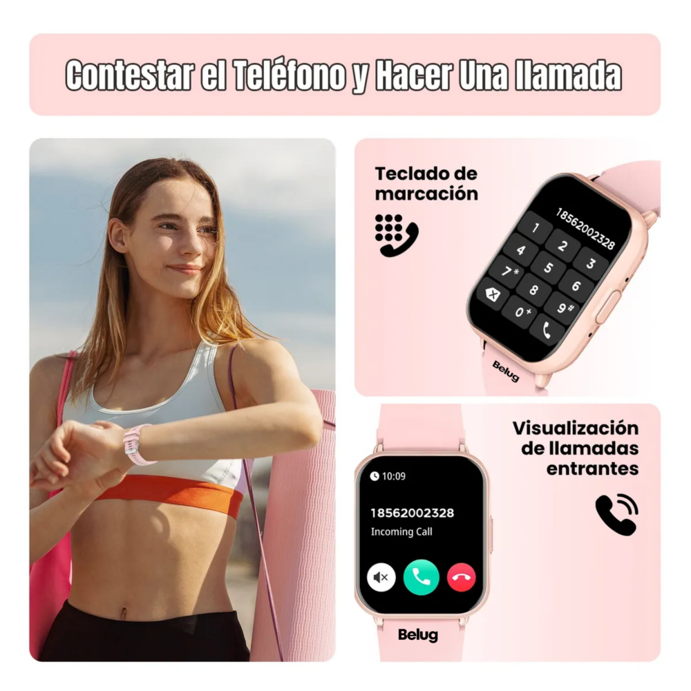 Foto 3 pulgar | Smartwatch Reloj Inteligente Belug  Rosa