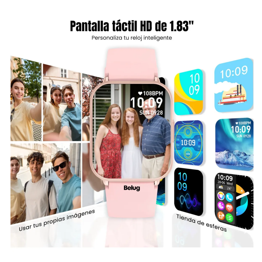 Foto 6 pulgar | Smartwatch Reloj Inteligente Belug  Rosa