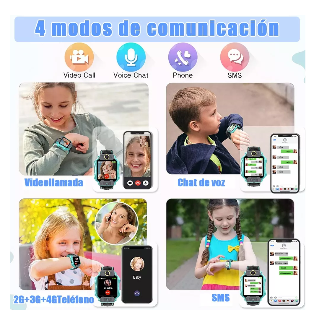 Foto 6 pulgar | Reloj Inteligente para Niño 4g Gps Wifi Verde