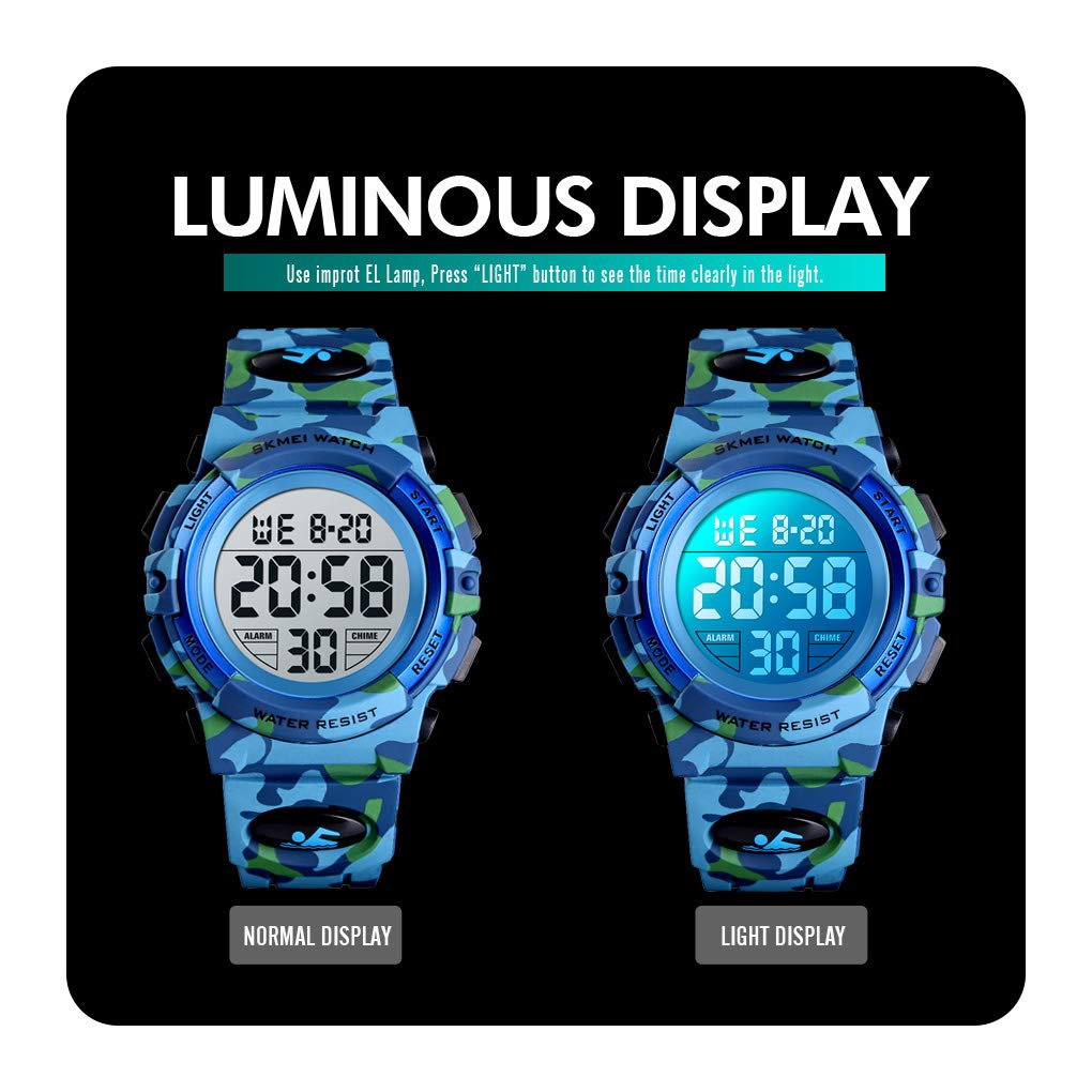 Foto 6 pulgar | Venta Internacional - Reloj Digital Deportivo Fizili Para Niños, Impermeable, De 3 A 15 Años, Con Alarma, Azul