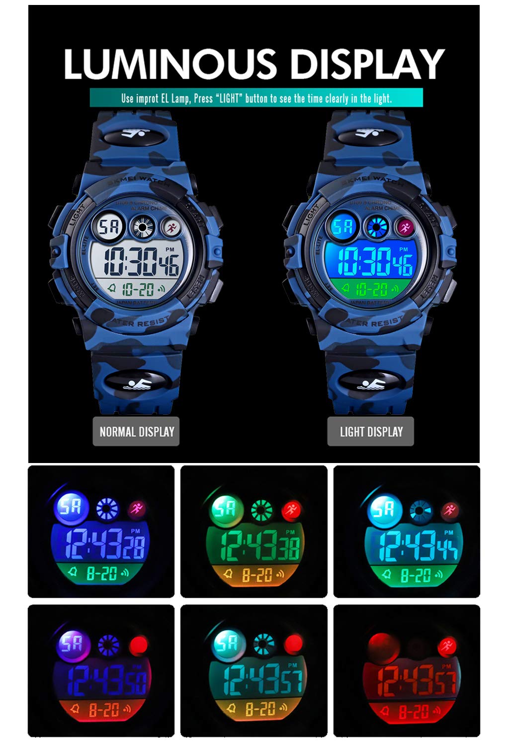 Foto 4 pulgar | Venta Internacional - Reloj Tephea Kids Military Digital, 50 M, Resistente Al Agua Con Led