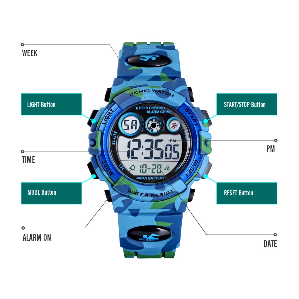 Foto 5 pulgar | Venta Internacional - Reloj Tephea Kids Military Digital, 50 M, Resistente Al Agua Con Led