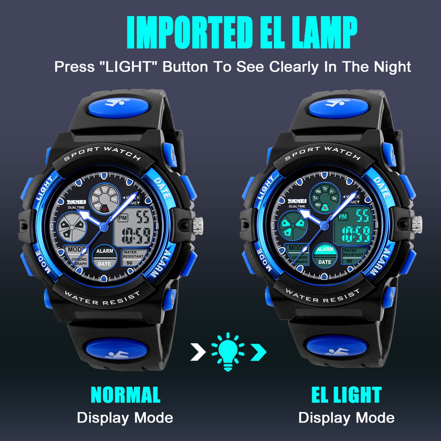 Foto 6 pulgar | Venta Internacional - Reloj Viliysun Kid Sport, 50 M, Resistente Al Agua, Con Alarma Led Y Cronómetro