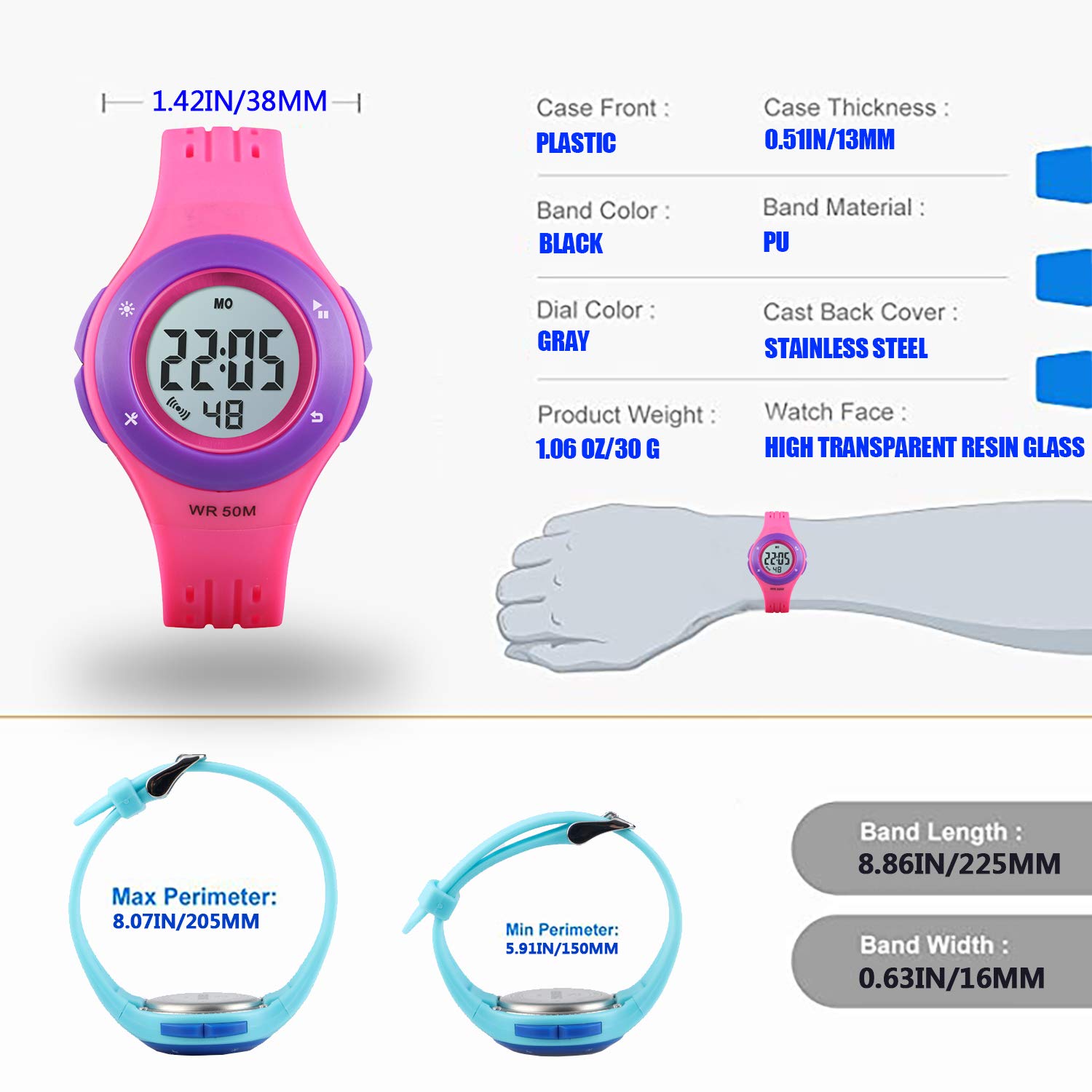 Foto 7 pulgar | Venta Internacional - Reloj Uswat Kids Sports Led Impermeable Con Alarma, 50 M