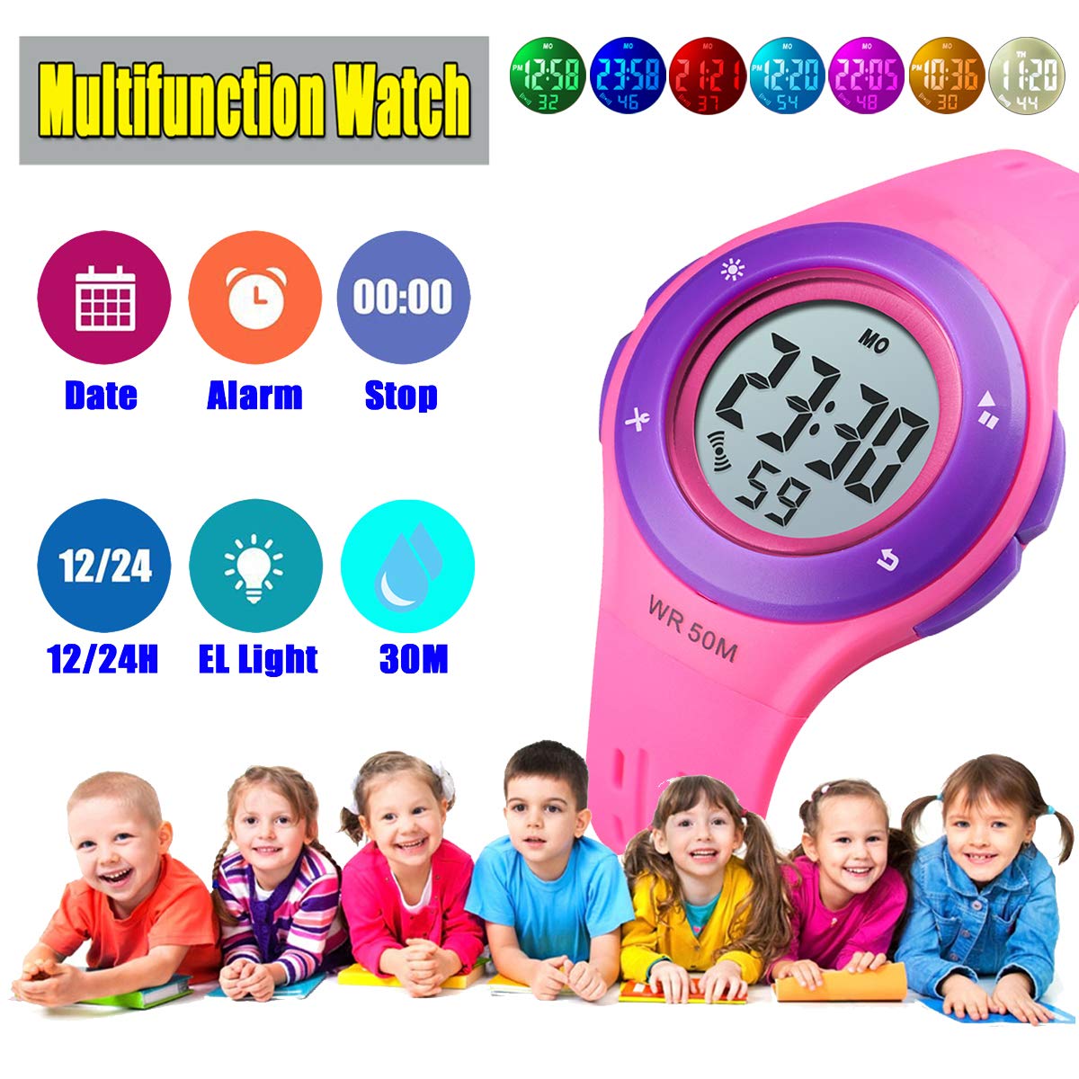 Foto 8 pulgar | Venta Internacional - Reloj Uswat Kids Sports Led Impermeable Con Alarma, 50 M