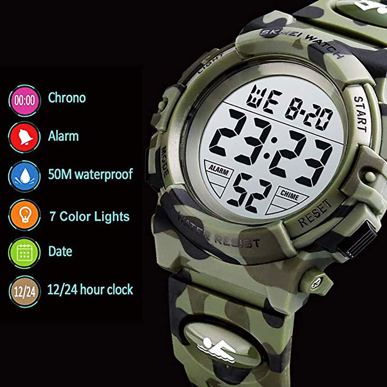 Foto 3 pulgar | Venta Internacional - Reloj Digital Para Niños Anloo, 50 M, Con Alarma, Cronómetro Impermeable