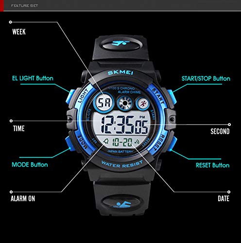 Foto 5 pulgar | Venta Internacional - Reloj Deportivo Digital Para Niños Tonnier, Led, Impermeable, O-blue