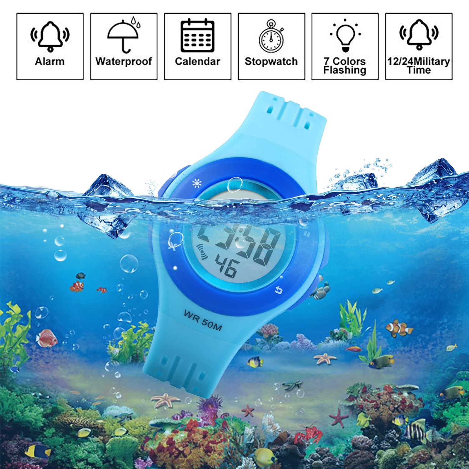 Foto 3 pulgar | Venta Internacional - Reloj De Pulsera Axspt Kid Led Sport 30 M Resistente Al Agua Para Niño/niña