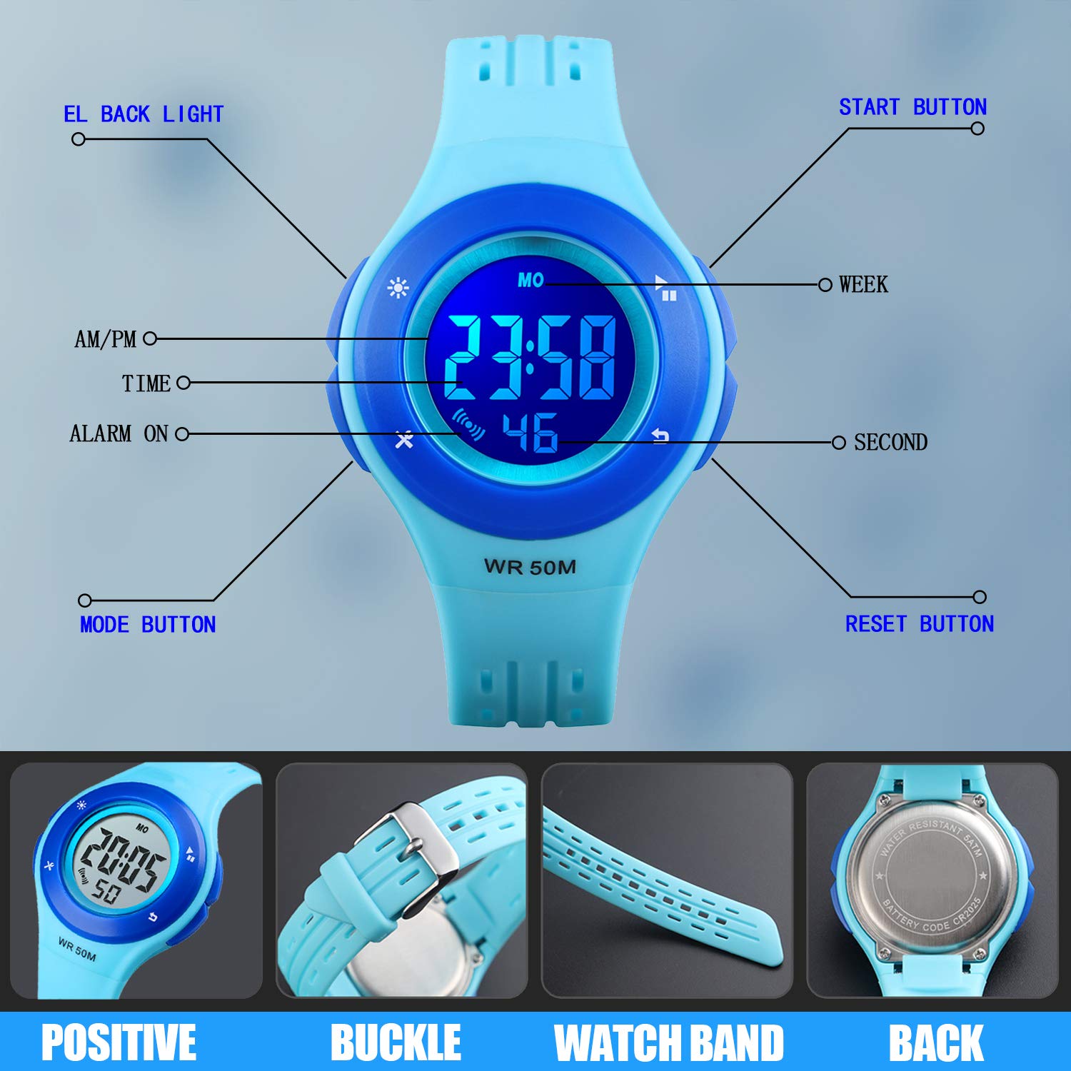 Foto 7 pulgar | Venta Internacional - Reloj De Pulsera Axspt Kid Led Sport 30 M Resistente Al Agua Para Niño/niña