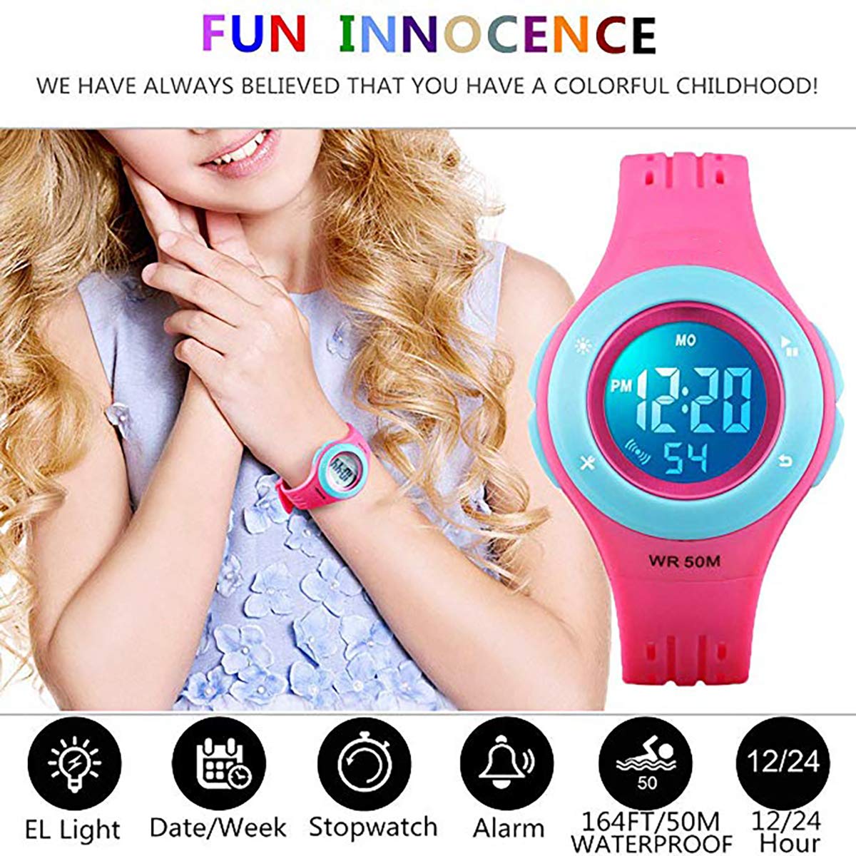 Foto 4 pulgar | Venta Internacional - Reloj Digital Para Niños Anloo, 50 M, Con Alarma, Cronómetro Impermeable