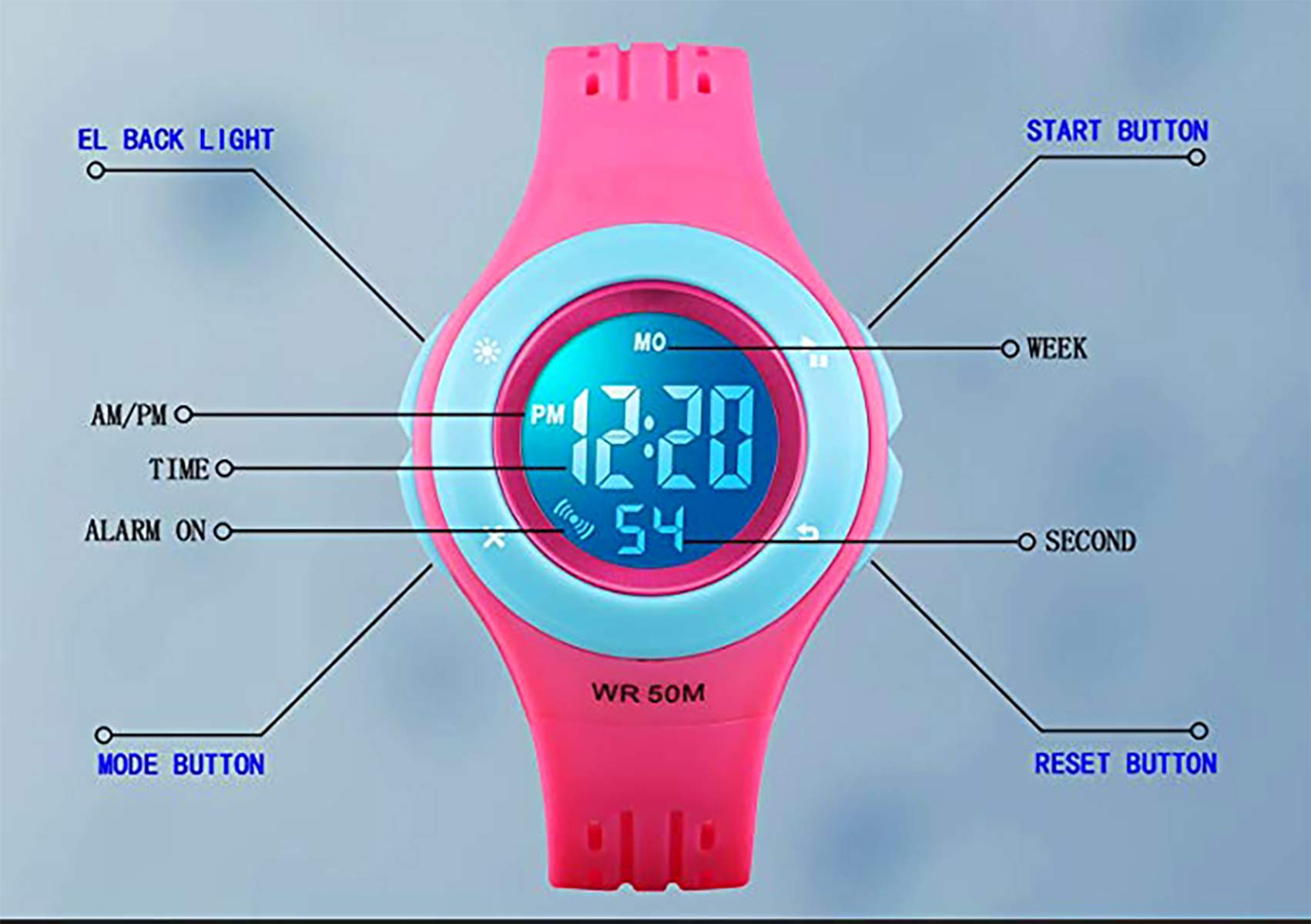 Foto 5 pulgar | Venta Internacional - Reloj Digital Para Niños Anloo, 50 M, Con Alarma, Cronómetro Impermeable