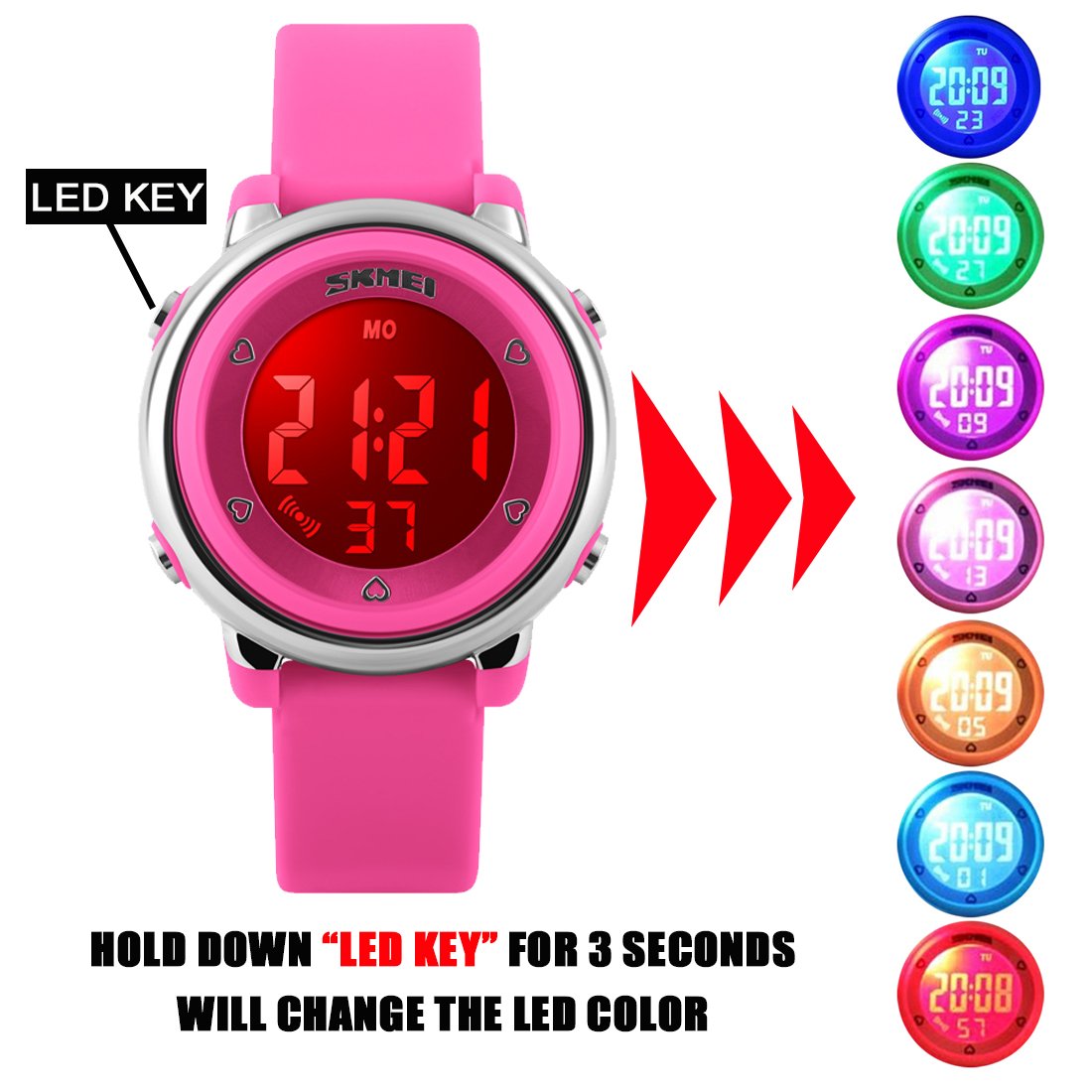 Foto 5 pulgar | Venta Internacional - Reloj Led Uswat Para Niños, 50 M, Con Alarma Y Cronómetro