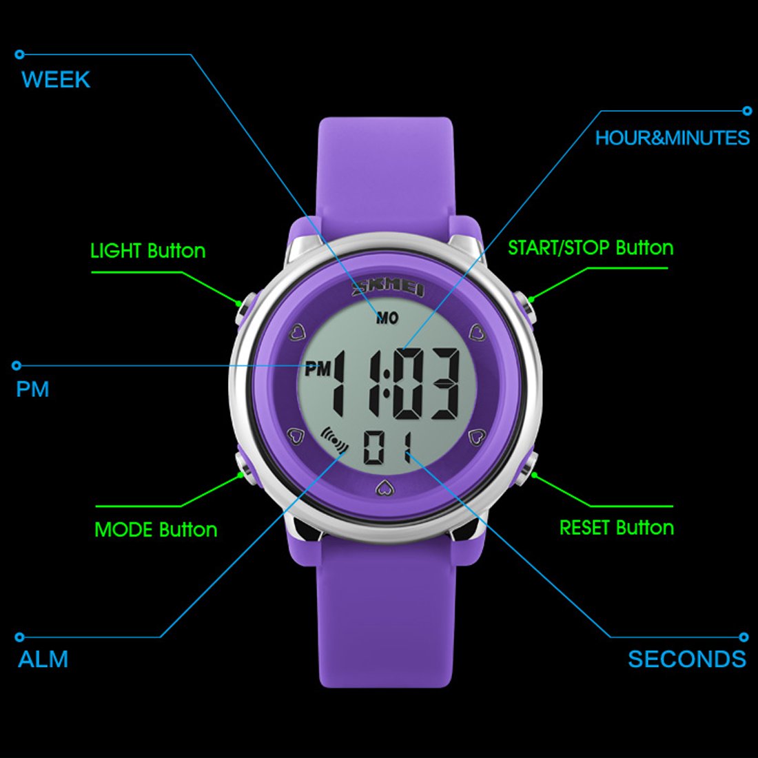 Foto 8 pulgar | Venta Internacional - Reloj Led Uswat Para Niños, 50 M, Con Alarma Y Cronómetro