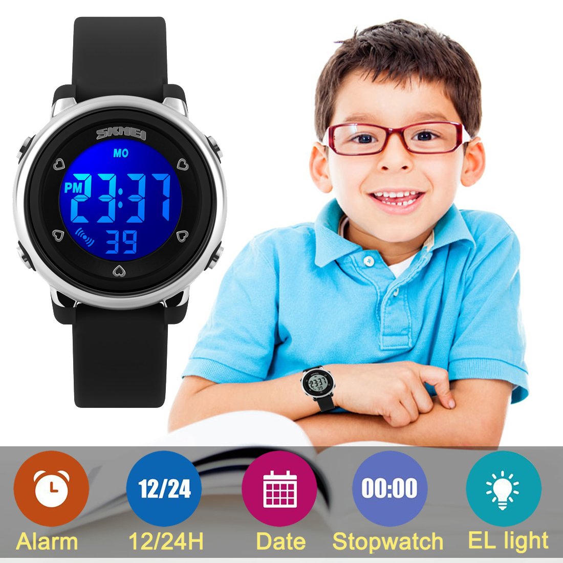 Foto 3 pulgar | Venta Internacional - Reloj Led Uswat Para Niños, 50 M, Resistente Al Agua, Alarma Deportiva, Cronómetro