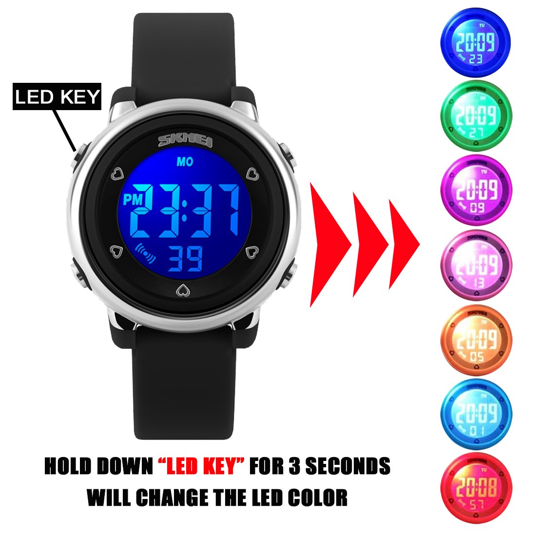 Foto 5 pulgar | Venta Internacional - Reloj Led Uswat Para Niños, 50 M, Resistente Al Agua, Alarma Deportiva, Cronómetro