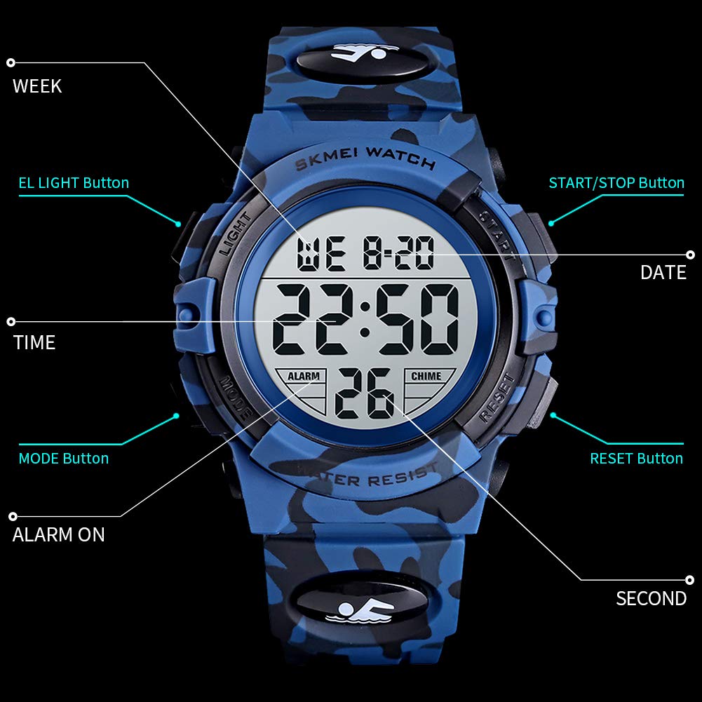 Foto 4 pulgar | Venta Internacional - Reloj Bozlun, Camuflaje Digital Para Niños, Azul, 50 M, Resistente Al Agua