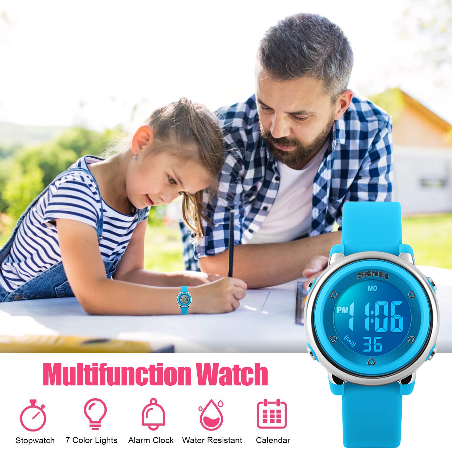 Foto 5 pulgar | Venta Internacional - Reloj Abset Kids Con Luces Multifunción De 7 Colores Y Resistentes Al Agua