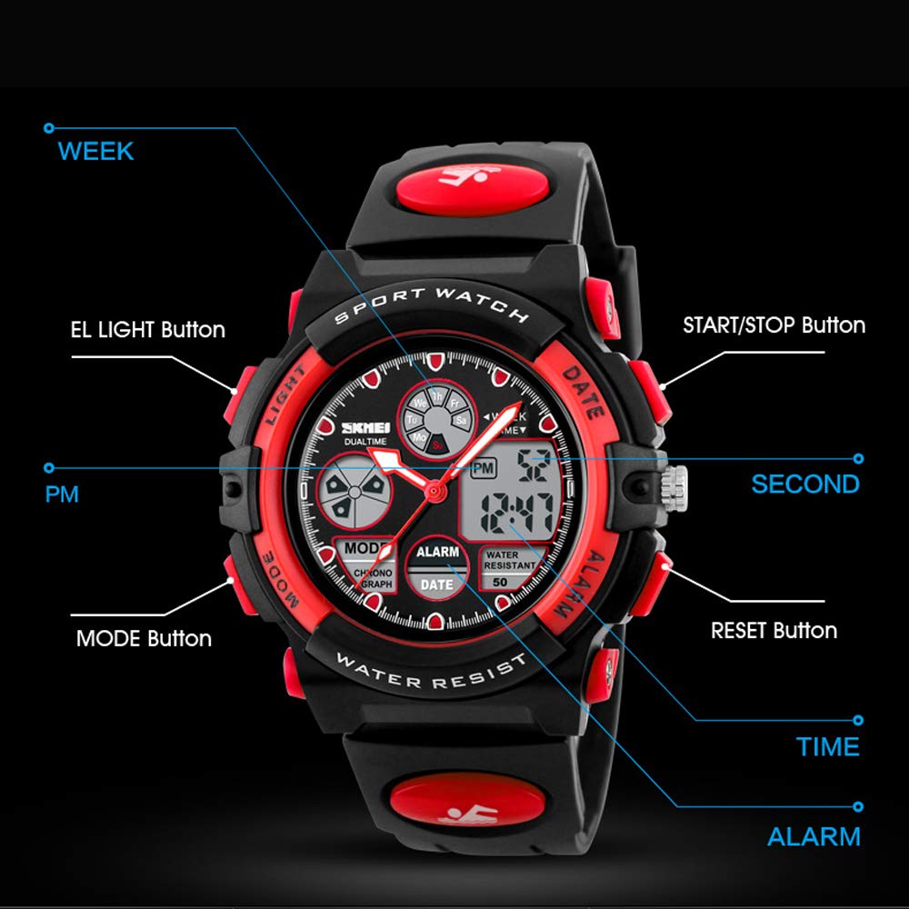 Foto 5 pulgar | Venta Internacional - Reloj Tephea Kids Digital Deportivo con Alarma LED y Cronómetro Rojo