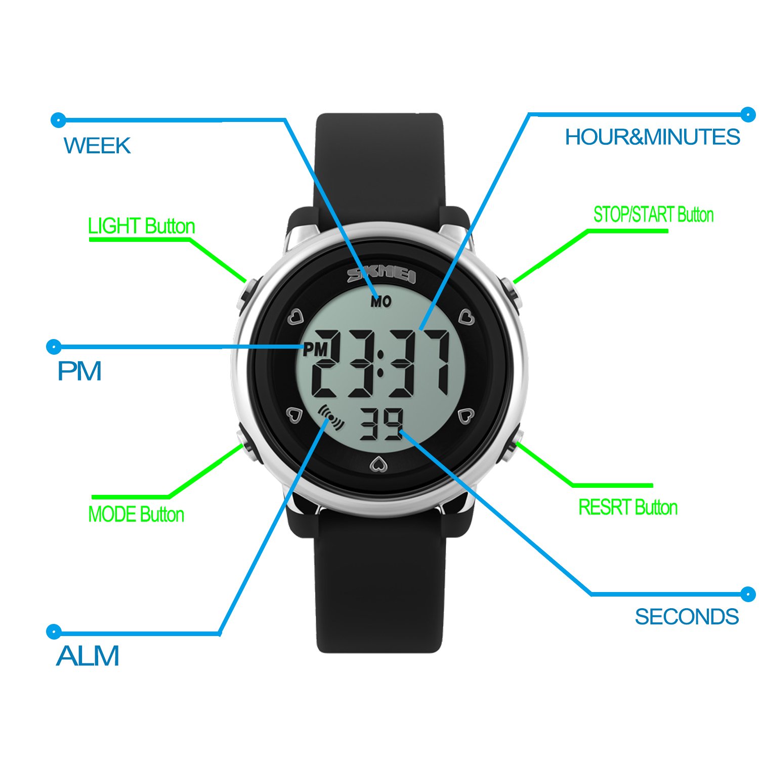 Foto 4 | Venta Internacional - Reloj Dayllon Boys Cronómetro Digital Resistente al Agua 50 m