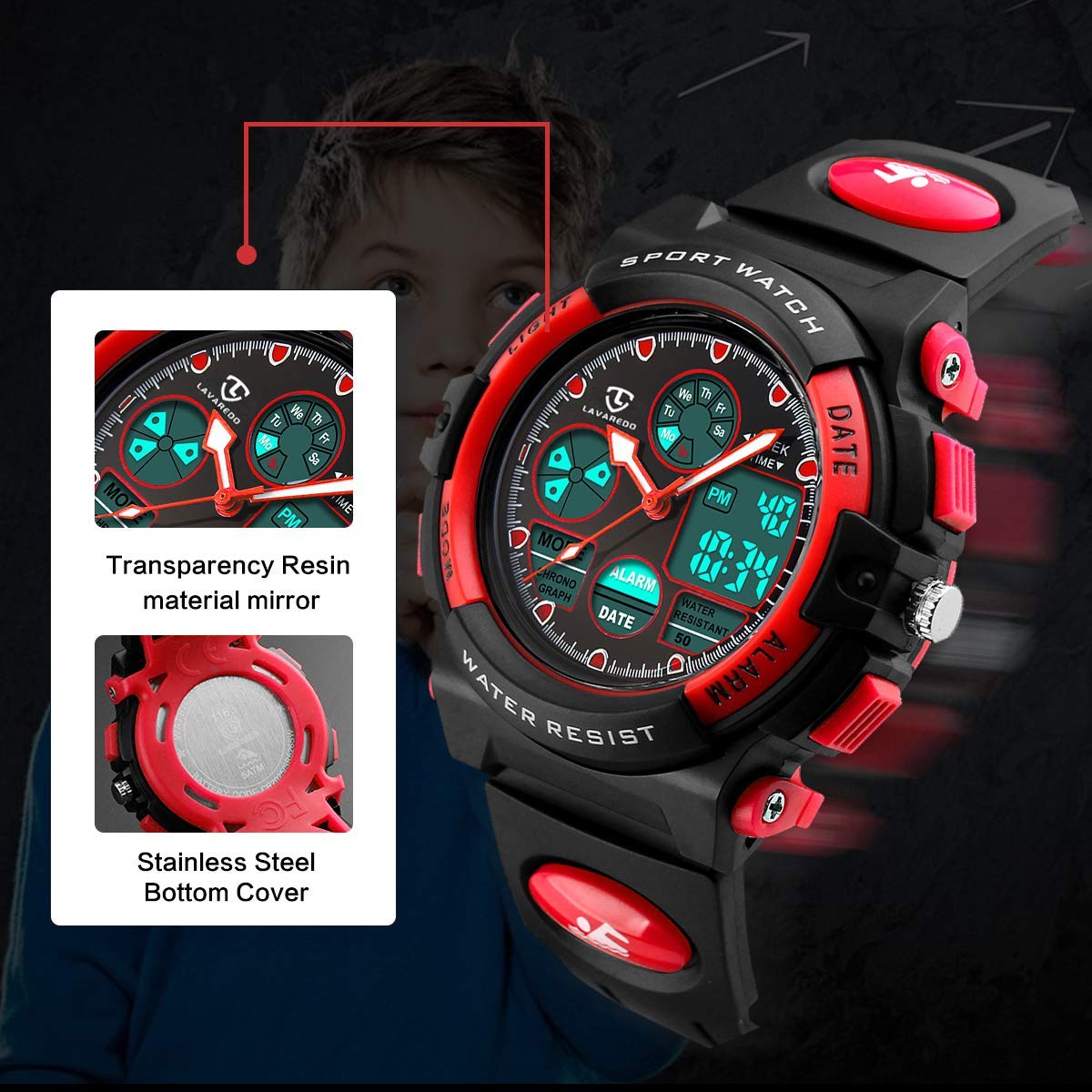 Foto 6 pulgar | Venta Internacional - Reloj Para Niños A Alps Digital Sport Chronograph Led 50m Waterpro