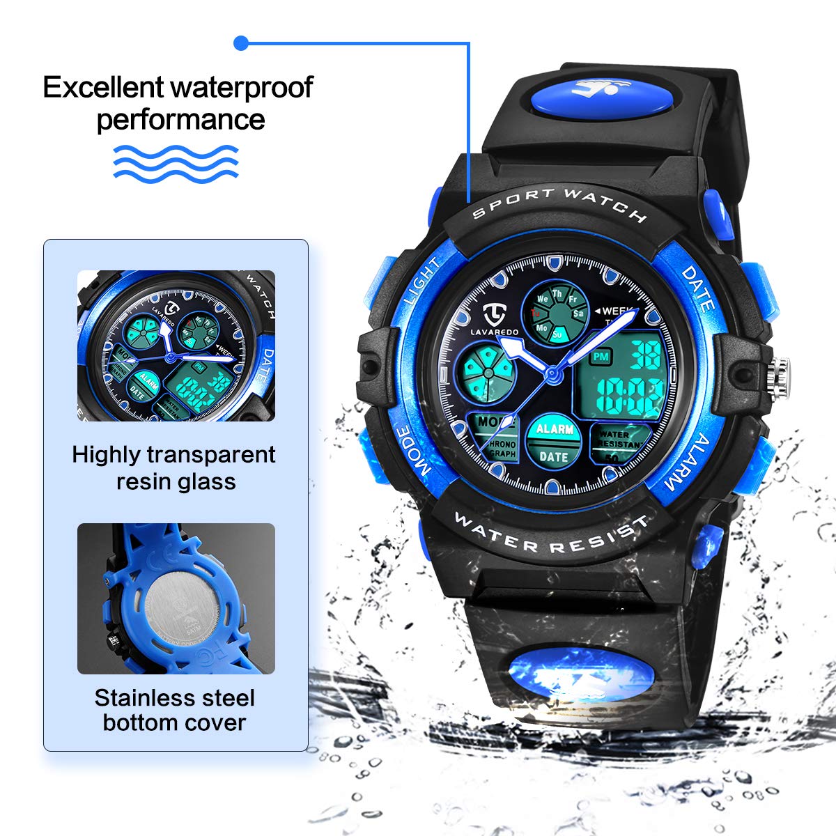 Foto 5 pulgar | Reloj Digital Aswan con Alarma LED Deportiva Impermeable para Niños