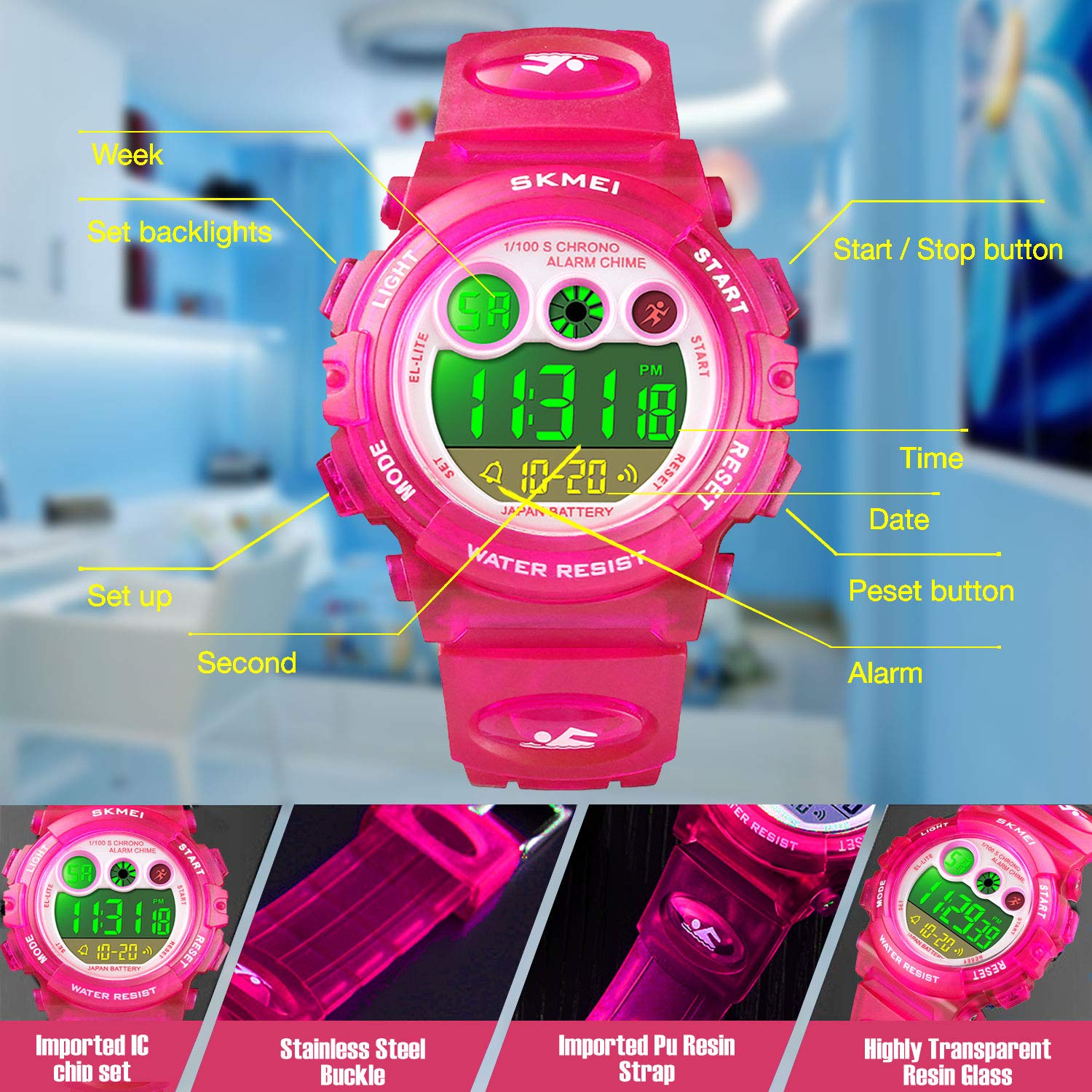 Foto 3 pulgar | Venta Internacional - Reloj Cofuo Kids, Cronómetro Digital Deportivo, Impermeable, Con Alarma