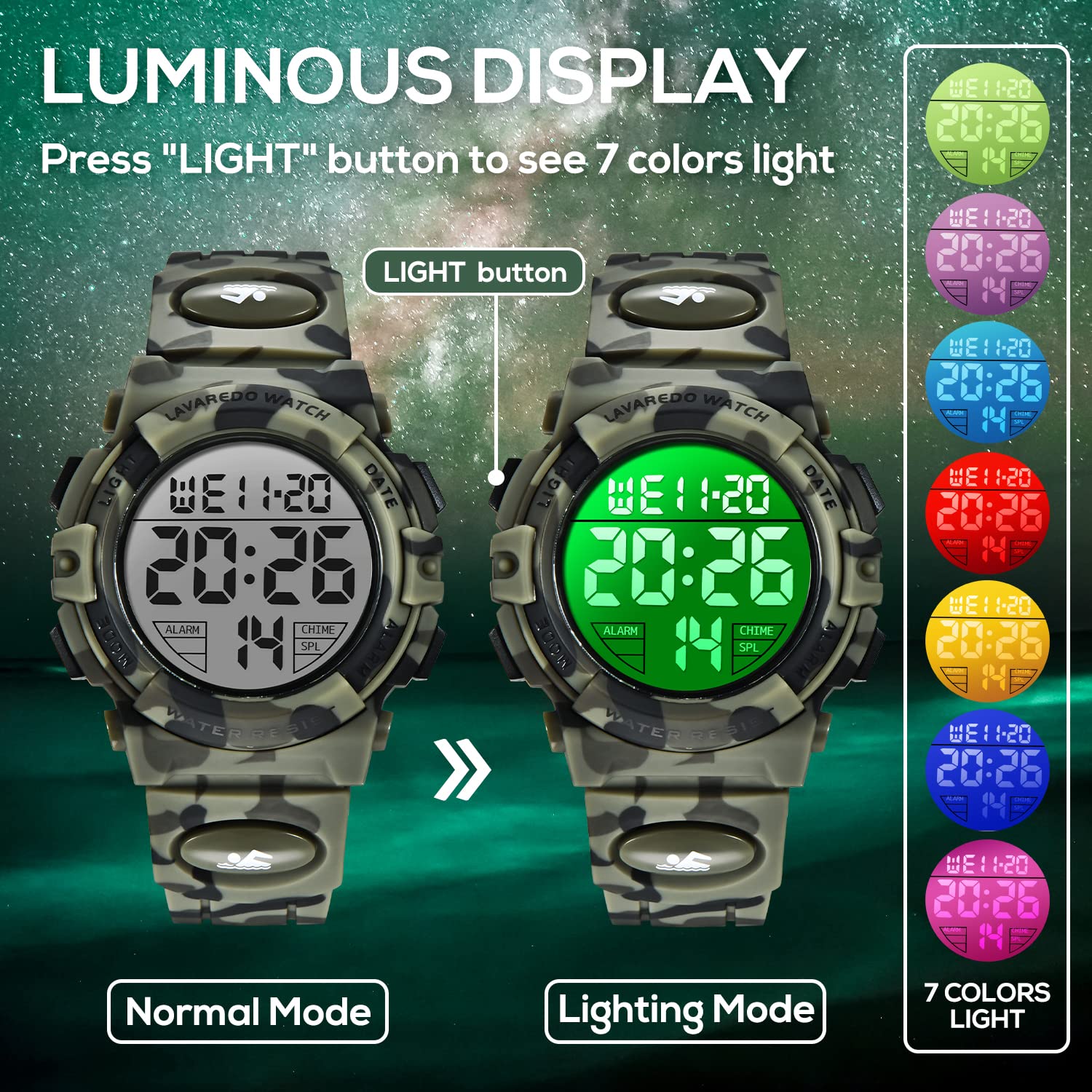 Foto 5 pulgar | Venta Internacional - Watch A Alps Kids - Cronógrafo Digital Led 50 M Resistente Al Agua