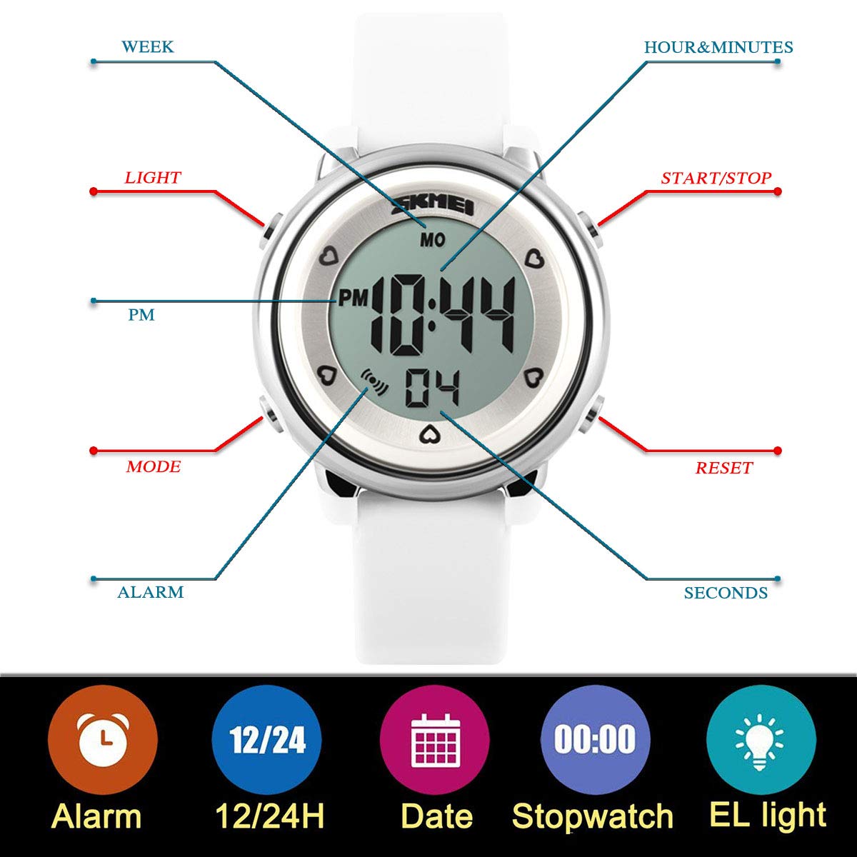 Foto 2 | Reloj Digital Impermeable Afarer Kids con Alarma LED para Niños y Niñas