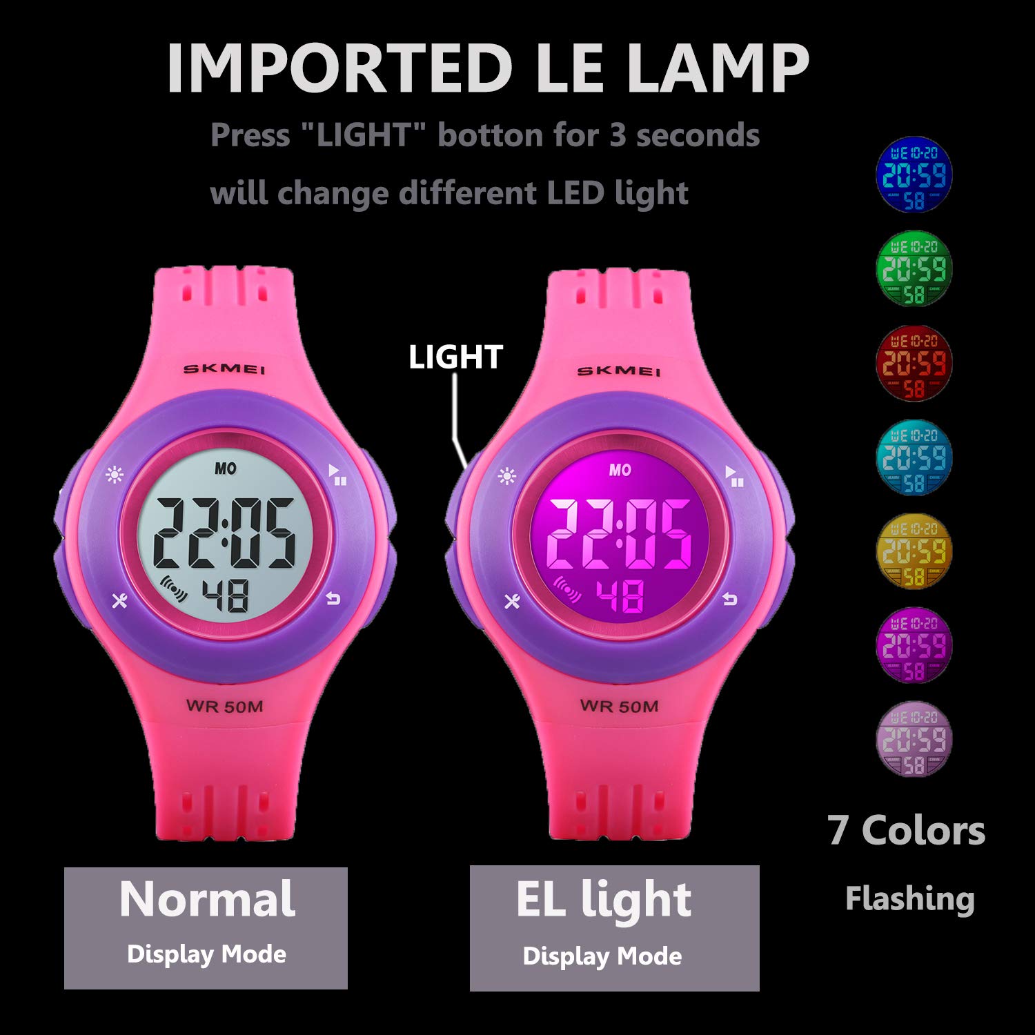 Foto 4 pulgar | Venta Internacional - Reloj Iwoch Kids Con Alarma Led Multifunción, Resistente Al Agua, 50 M