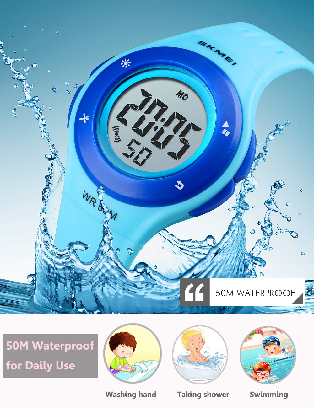 Foto 5 pulgar | Venta Internacional - Reloj Iwoch Kids Con Alarma Led Multifunción, Resistente Al Agua, 50 M