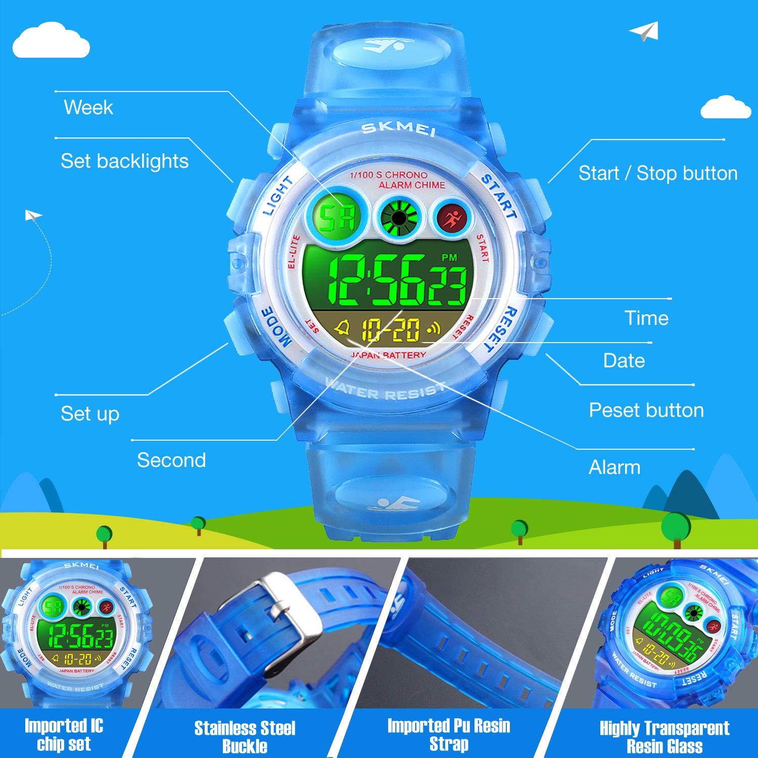 Foto 3 pulgar | Venta Internacional - Reloj Cofuo Con Alarma Digital Para Niños, Deportivo, Impermeable Y Cronómetro