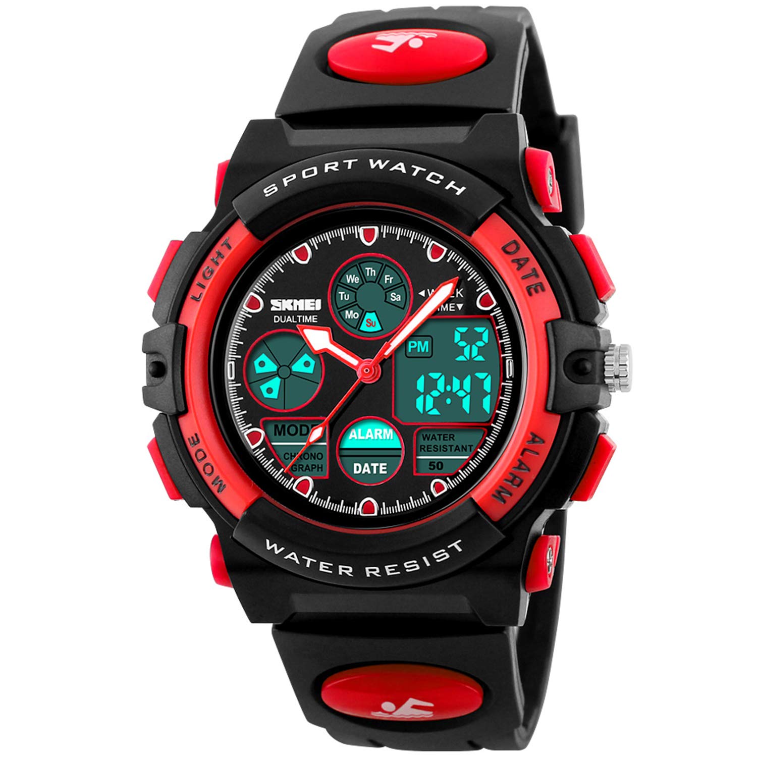 Venta Internacional - Reloj Dayllon Digital Para Niñas, 50 M, Resistente Al Agua, Con Alarma, Color Rojo