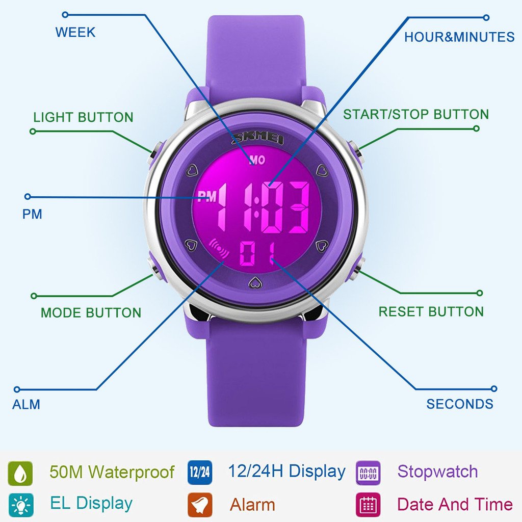 Foto 3 pulgar | Venta Internacional - Reloj Digital Seewta Multifuncional A Prueba De Agua Para Niños