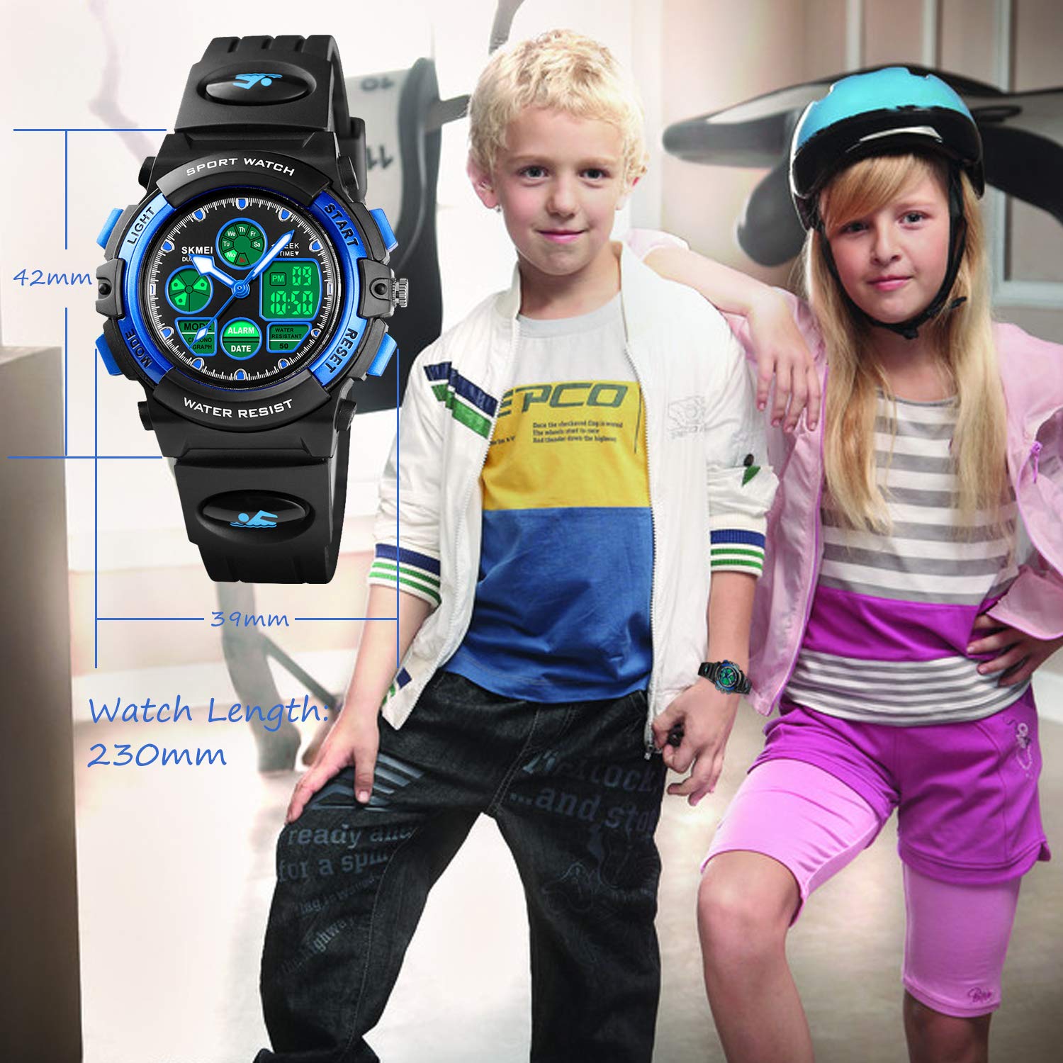 Foto 8 pulgar | Venta Internacional - Reloj Cofuo Con Alarma Digital Para Niños Y Niños, Azul, Impermeable, Con Alarma