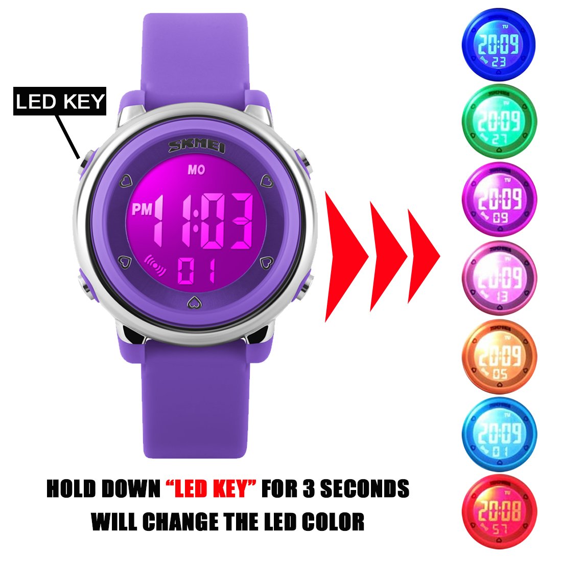 Foto 5 pulgar | Venta Internacional - Reloj Led Uswat Para Niños, 50 M, Resistente Al Agua, Alarma Deportiva, Cronómetro