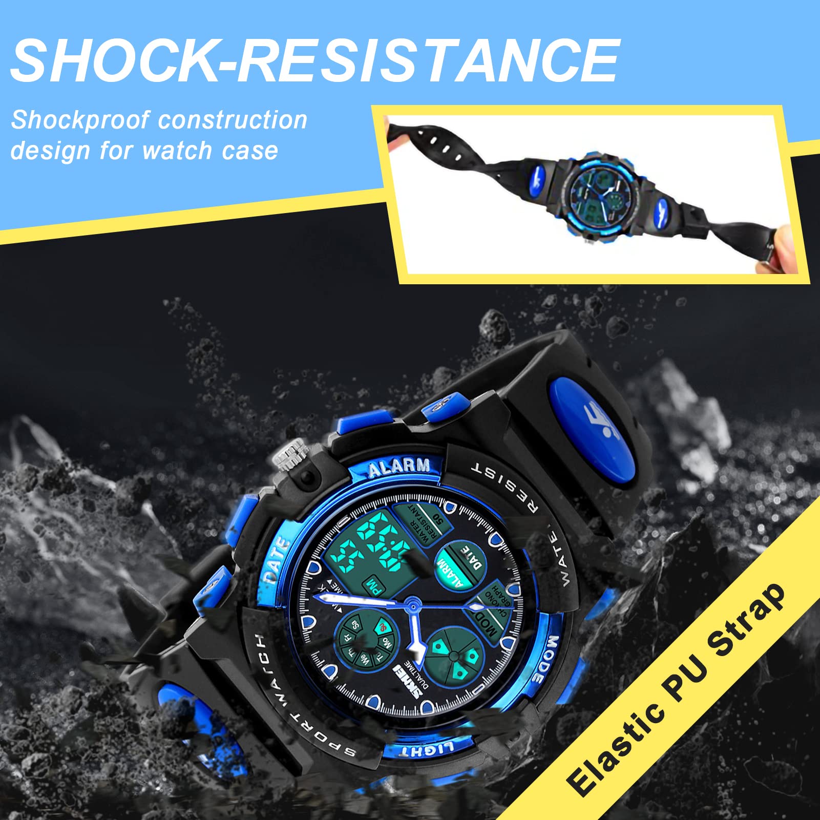Foto 6 pulgar | Venta Internacional - Reloj Deportivo Eyotto Kids Impermeable Analógico Digital Azul