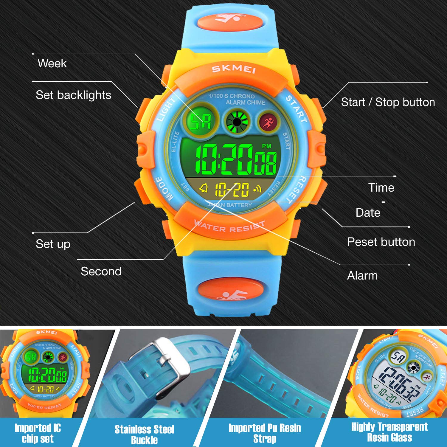 Foto 3 pulgar | Venta Internacional - Reloj Cofuo Con Alarma Digital Para Niños, Deportivo, Impermeable Y Cronómetro