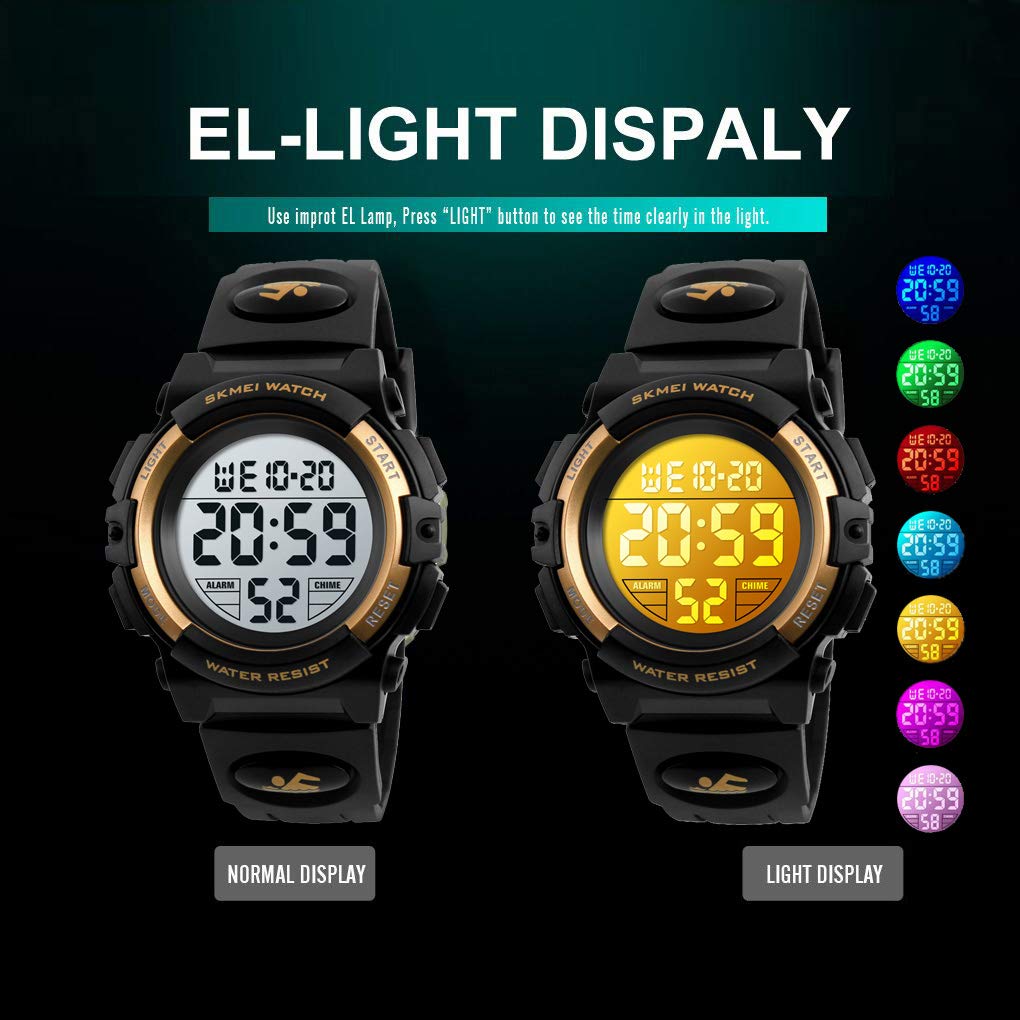 Foto 4 | Venta Internacional - Reloj Digital Venhoo Kids Para Deportes Al Aire Libre, Impermeable, Dorado