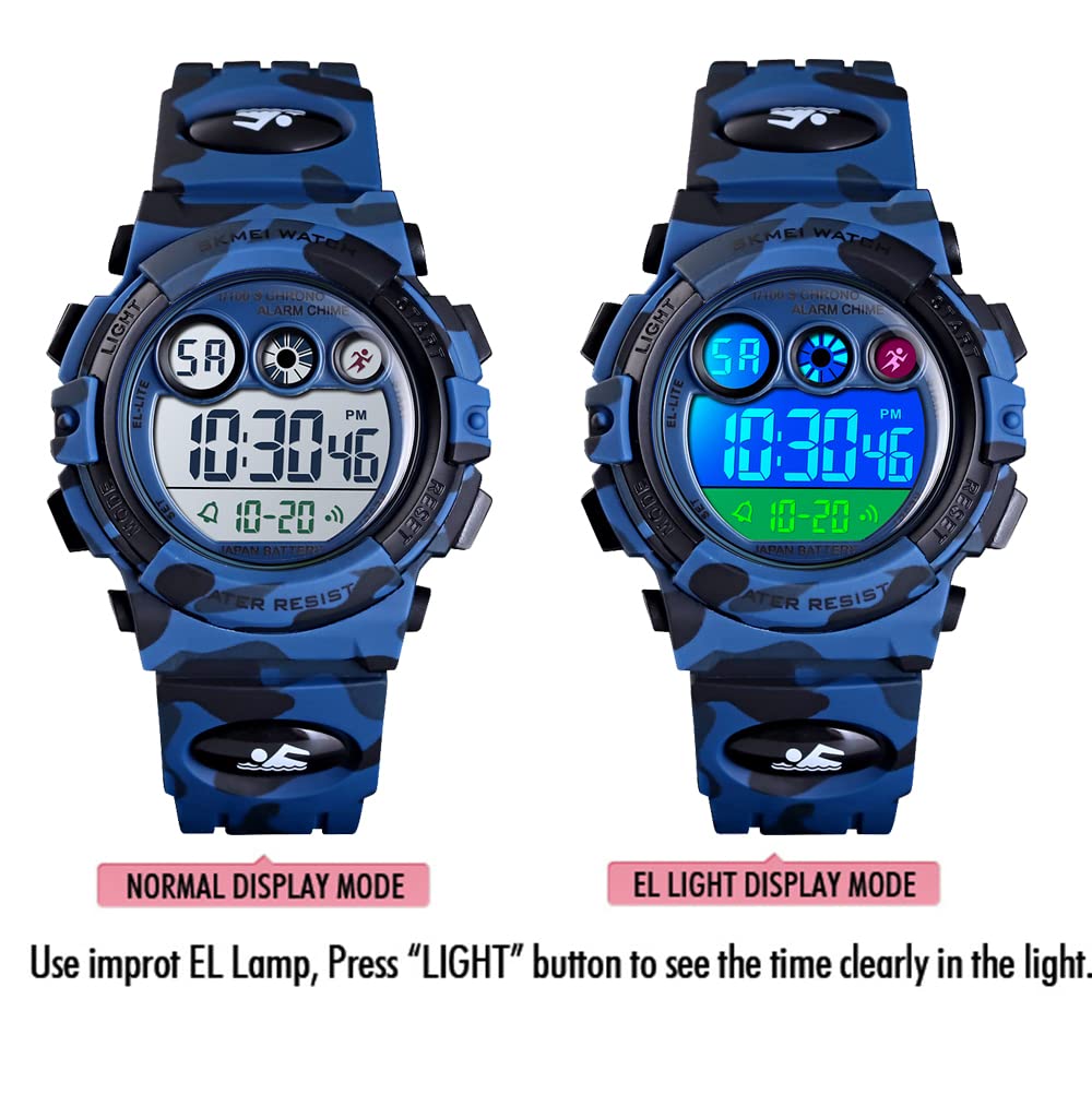 Foto 6 pulgar | Venta Internacional - Reloj Digital Deportivo Para Niños, Impermeable, De 3 A 15 Años, Para Niños Y Niñas, Azul Oscuro