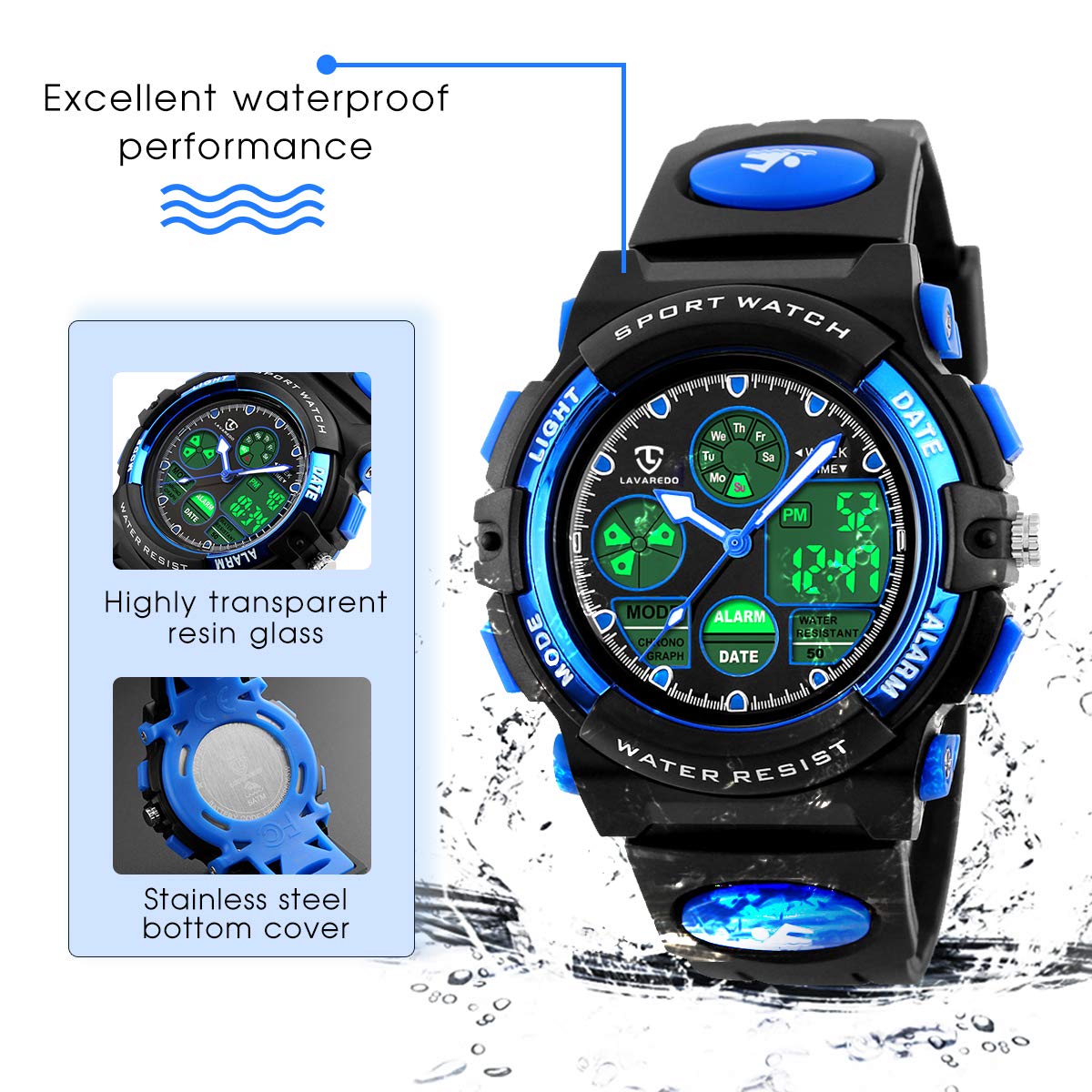 Foto 7 pulgar | Venta Internacional - Reloj Aswan Con Alarma Led Digital Deportiva Para Niños, Resistente Al Agua