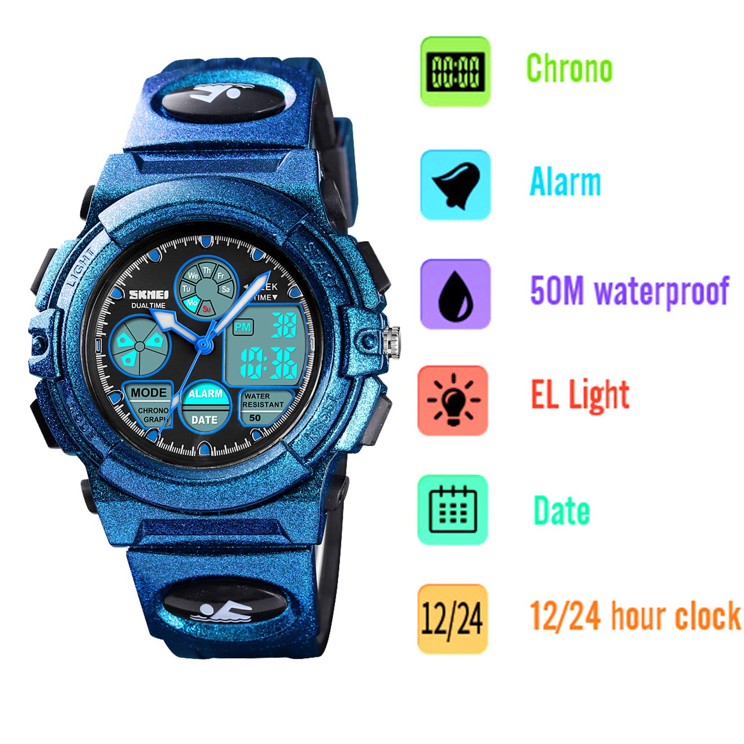 Foto 5 pulgar | Venta Internacional - Reloj Digital Dayllon Con Calendario Con Alarma Impermeable De 50 M