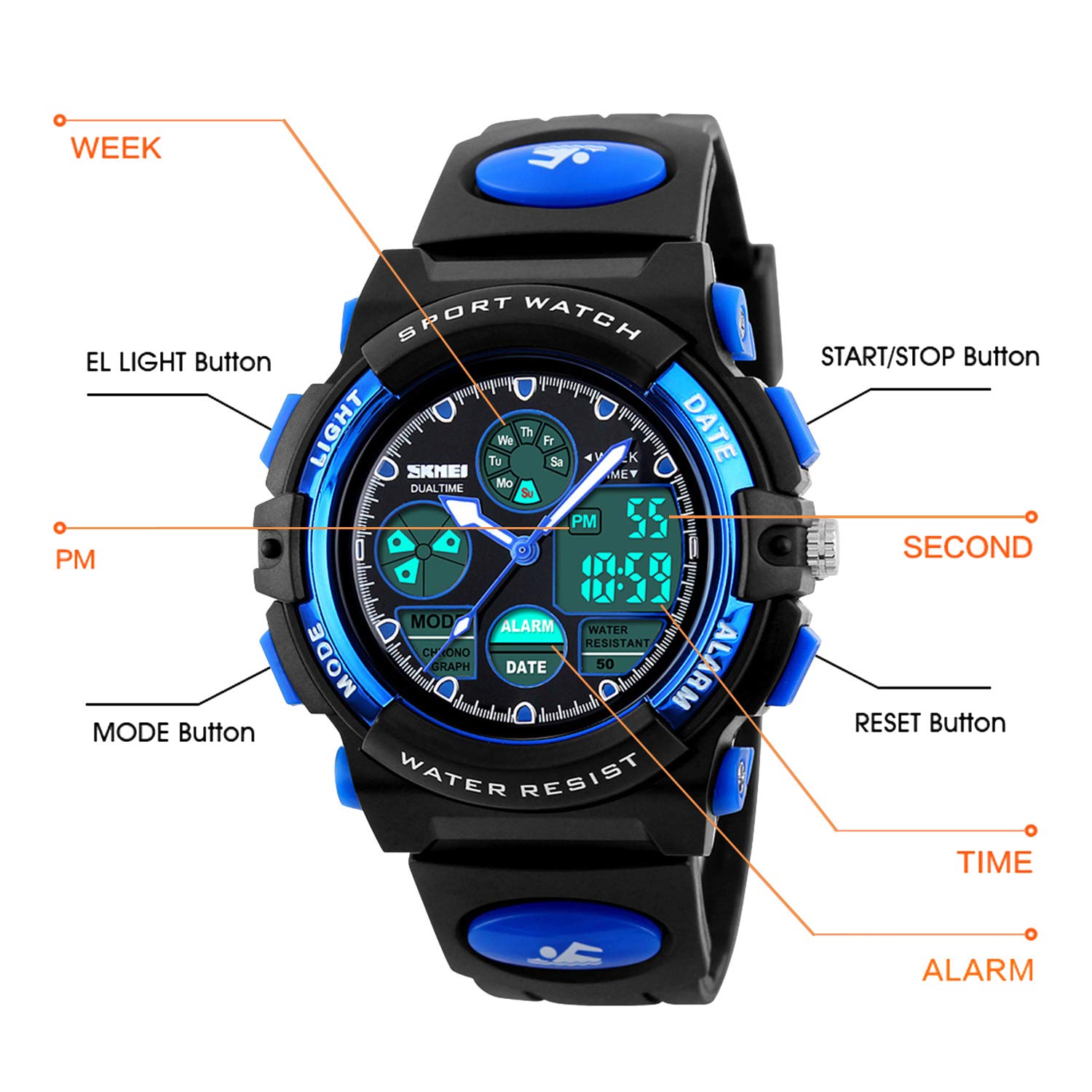 Foto 4 pulgar | Venta Internacional - Reloj Digital Dayllon Boys Con Calendario Con Alarma Impermeable De 50 M