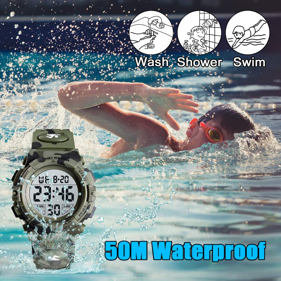 Foto 2 | Venta Internacional - Reloj Digital Led Deportivo Uswat, 50 M, Resistente Al Agua, Para Niños Y Niñas