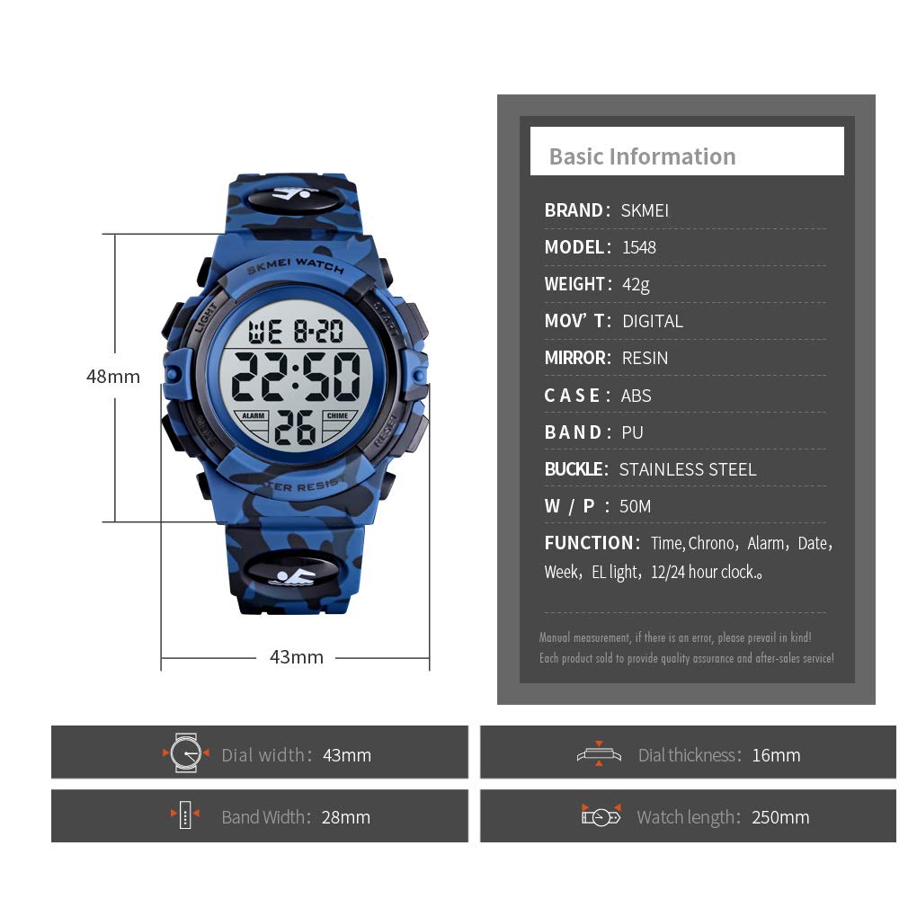 Foto 7 | Venta Internacional - Reloj Tephea Kids Sports Digital Led Impermeable Azul Oscuro