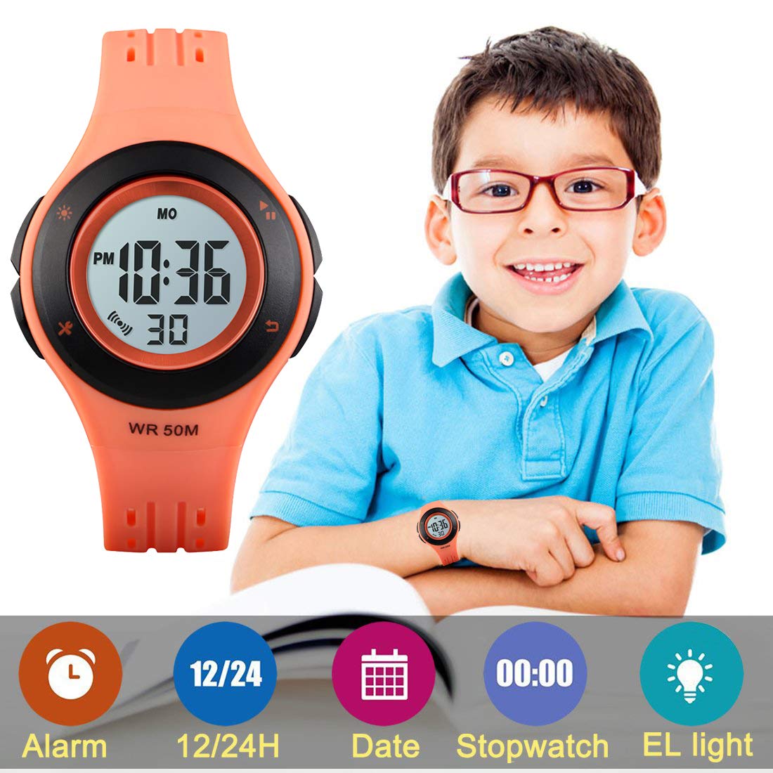 Foto 3 pulgar | Venta Internacional - Reloj Uswat Kid Digital Led Sport, 50 M, Resistente Al Agua, Color Naranja