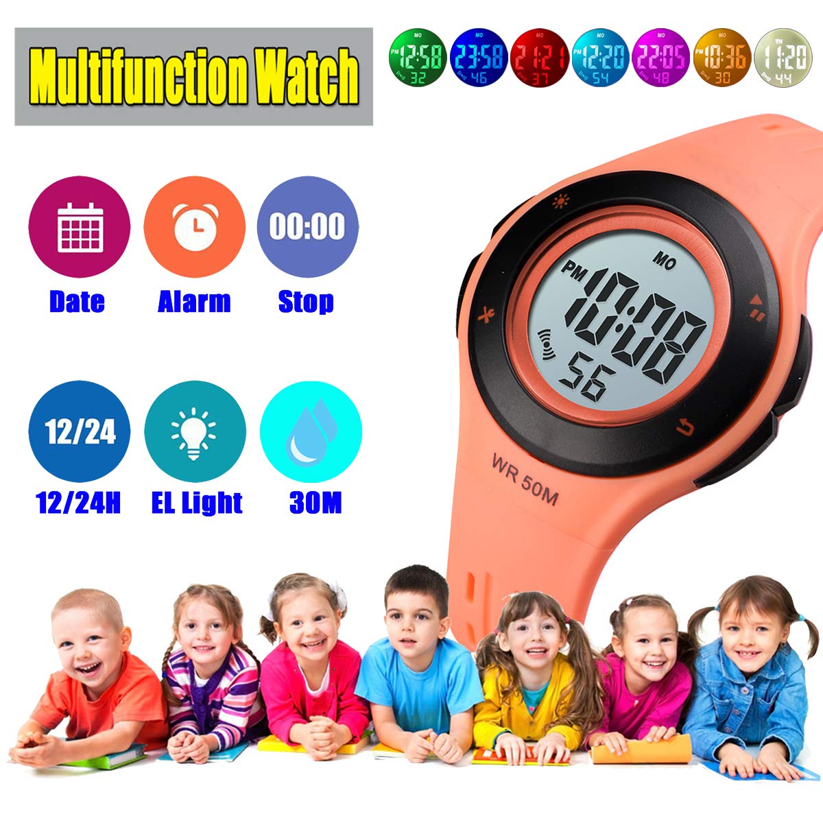 Foto 5 pulgar | Venta Internacional - Reloj Uswat Kid Digital Led Sport, 50 M, Resistente Al Agua, Color Naranja