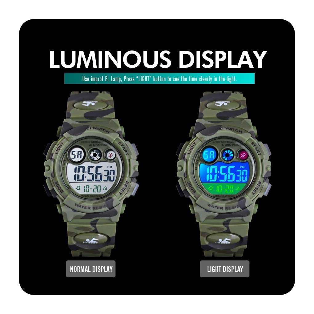 Foto 5 | Venta Internacional - Reloj Infantil Deportivo Digital Cakcity Kids Verde Camuflado