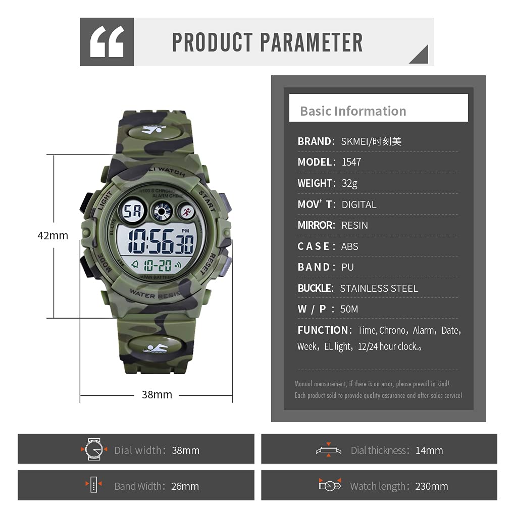 Foto 7 | Venta Internacional - Reloj Infantil Deportivo Digital Cakcity Kids Verde Camuflado