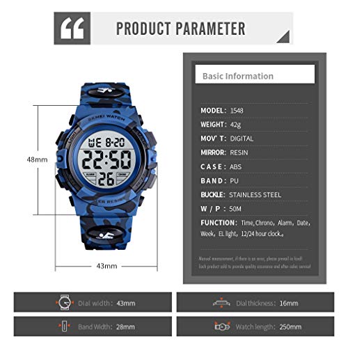 Foto 4 pulgar | Venta Internacional - Reloj Digital Deportivo Fizili Para Niños, Impermeable, De 3 A 15 Años, Con Alarma, Azul